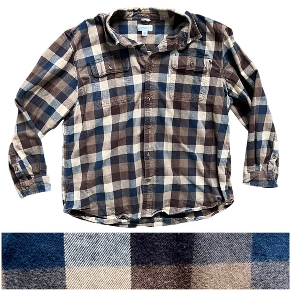 Carhartt Hubbard Plaid Shirt Brown Cream Blue Men's size 2XL Style 101749 - Picture 1 of 9